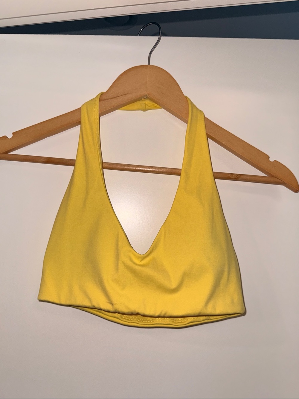 Yellow V-Neck Halter Sports Bra